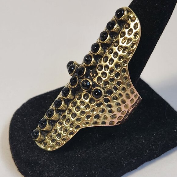 Brass "Antique" Chunky Art Deco Style Ring - Picture 1 of 15